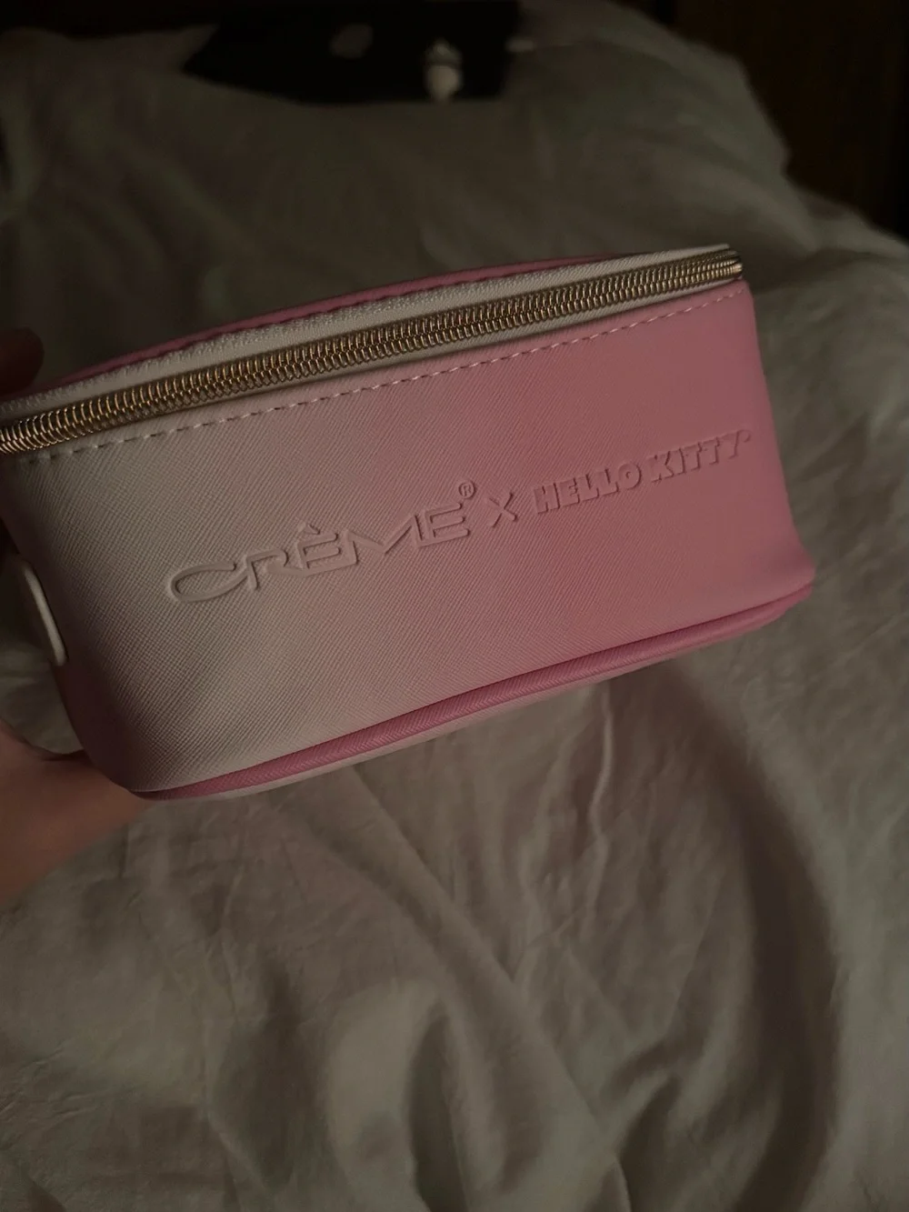 Hello Kitty Pink Cosmetic Travel Case with Gold Accents